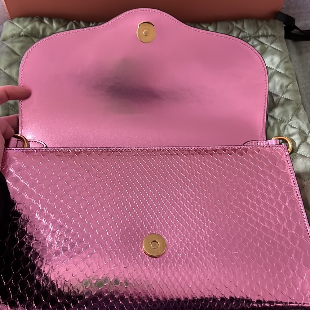 NWT Pink Shiny Gucci Horsebit ‘55 Anaconda Bag Comes with EVERYTHING - Picture 8 of 16